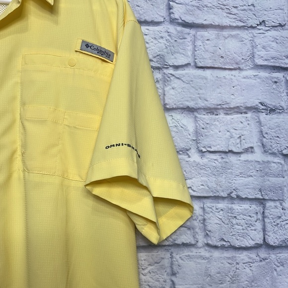 Columbia Shirt Men Yellow Poly UPF 30+ PFG Performance Fishing Gear Unisex Sz M - Picture 8 of 12